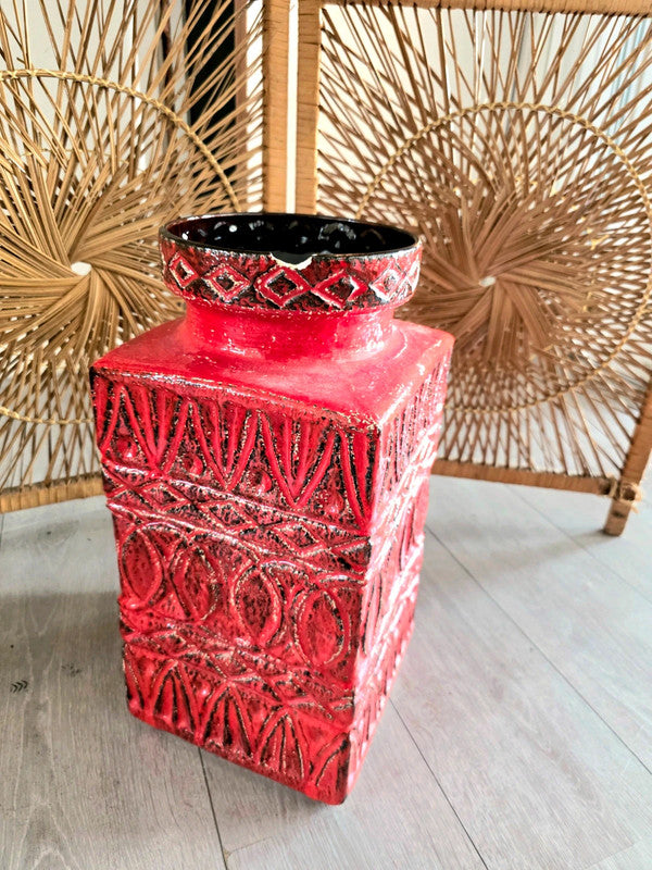 Vintage 70s Bay Keramik Floor Ceramic Vase By Bodo Mans West Germany