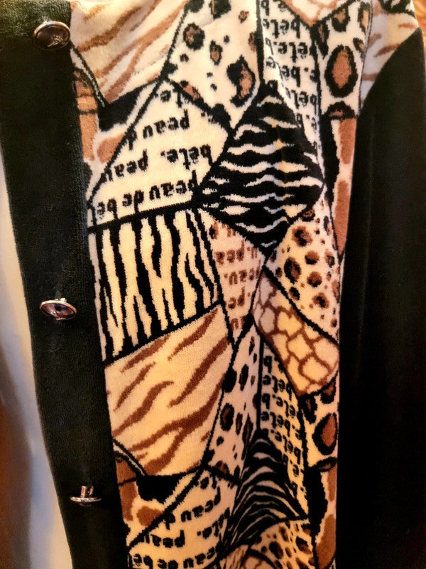 Vintage Kakie Paris 80s Leopard Print Cardigan