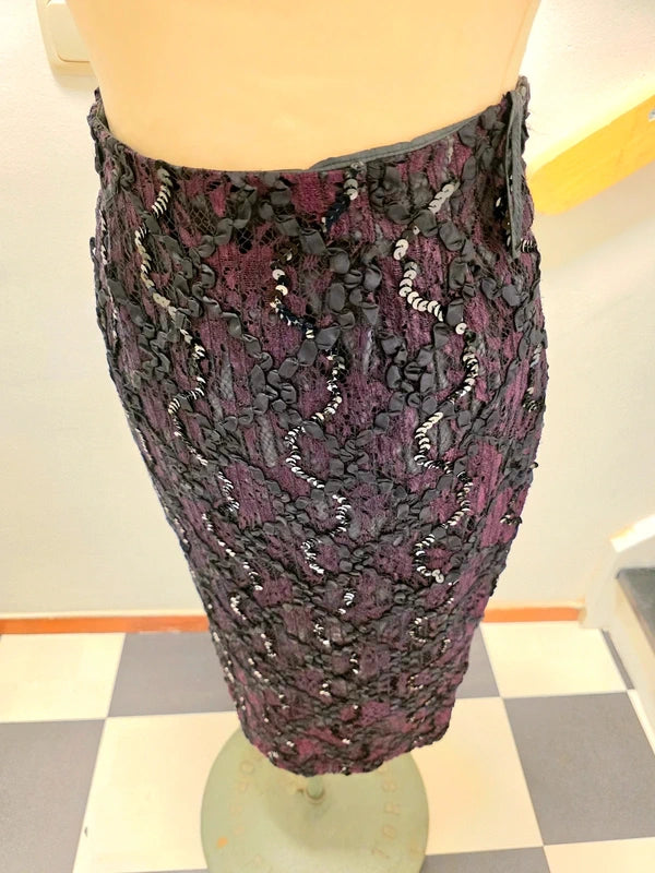 Vintage 1980´s Cathy Hardwick Sequins Fitted Skirt.