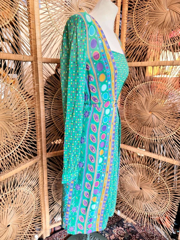 Vintage 70's Faux Wrap Dress