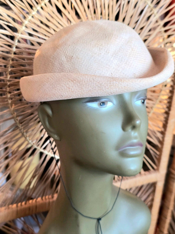 Vintage 50's/60's Natural Straw Pillbox Hat
