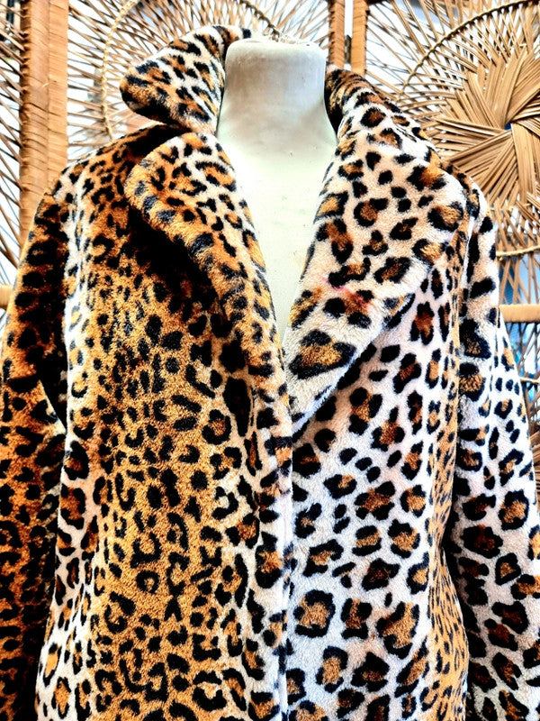 Vintage 80's Faux Fur Leopard Print Coat