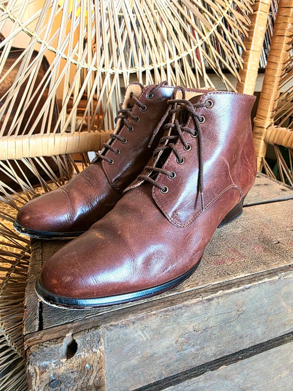 Vintage 1980s Leather Oppus by Globo Ankle Boots