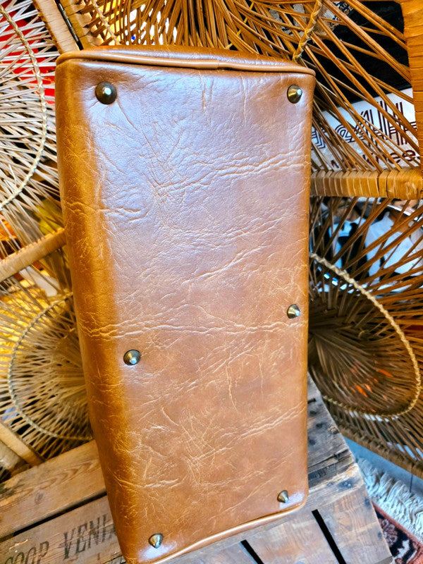 Vintage 70's Faux Leather Duffle Bag