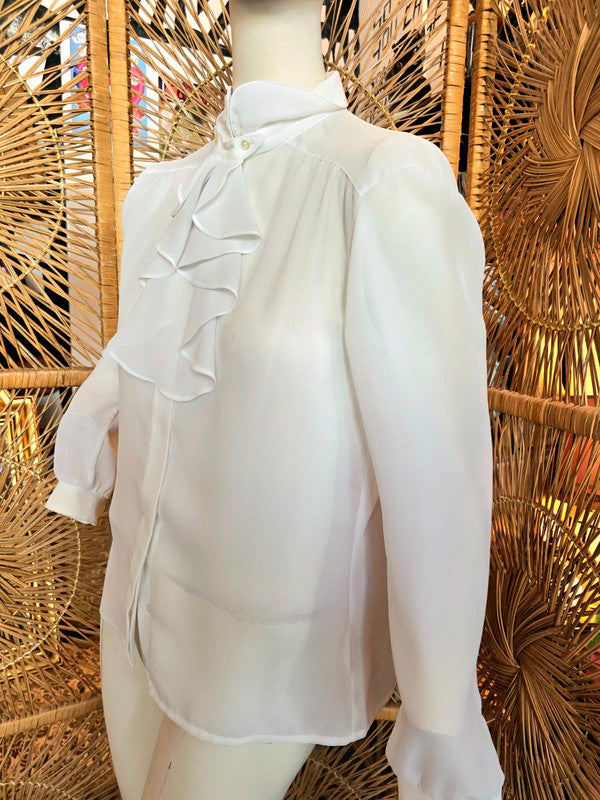 Vintage 70s Ruffle Neck Blouse