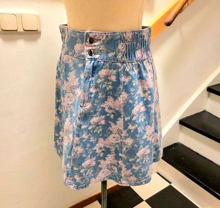 Vintage 1980's Floral Knee Length Skirt