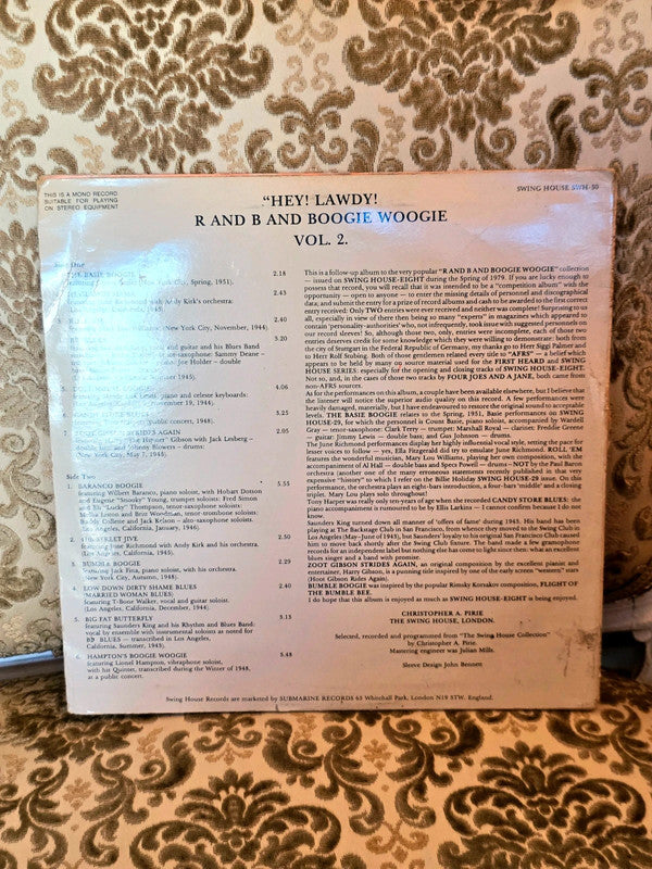 Various – R&B And Boogie Woogie Volume 2 "Hey Lawdy" Vinyl Record