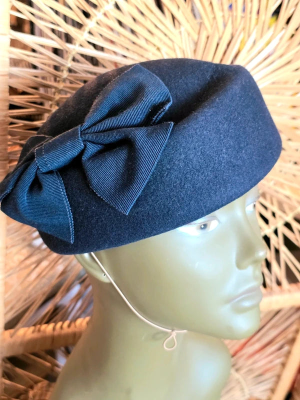 Vintage 50's Herman Wool Pillbox Hat