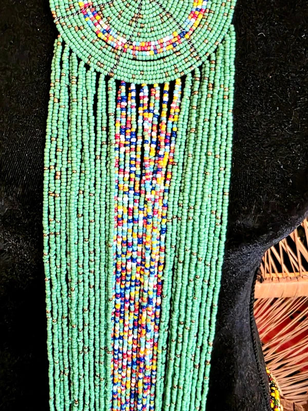 Brand New Beaded Fringe Pendant Necklace