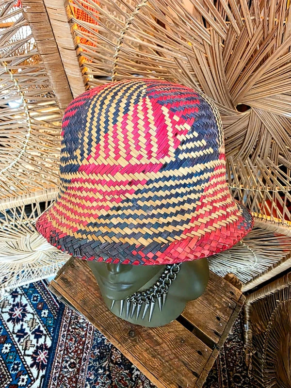 Vintage 60s Straw Bucket Hat