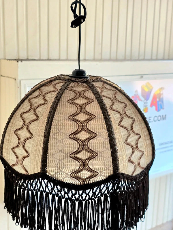 Vintage 70's Fringe Pendant Ceiling Lamp