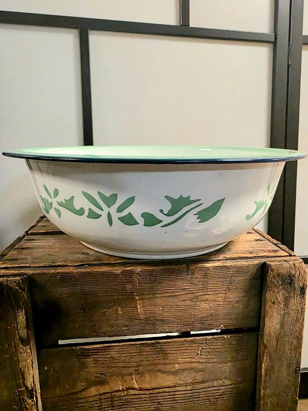 Floral Design Basin Enamel Pot