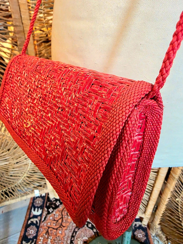 Vintage 80's Italian Straw Crossbody