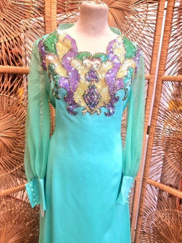 Vintage 60s/ 70s Sequin Maxi Dress