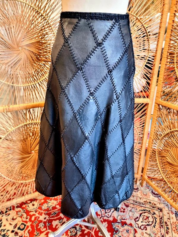 Vintage 80's Leather Patchwork Skirt