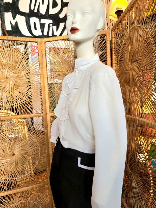 Vintage 70s Ruffle Neck Blouse