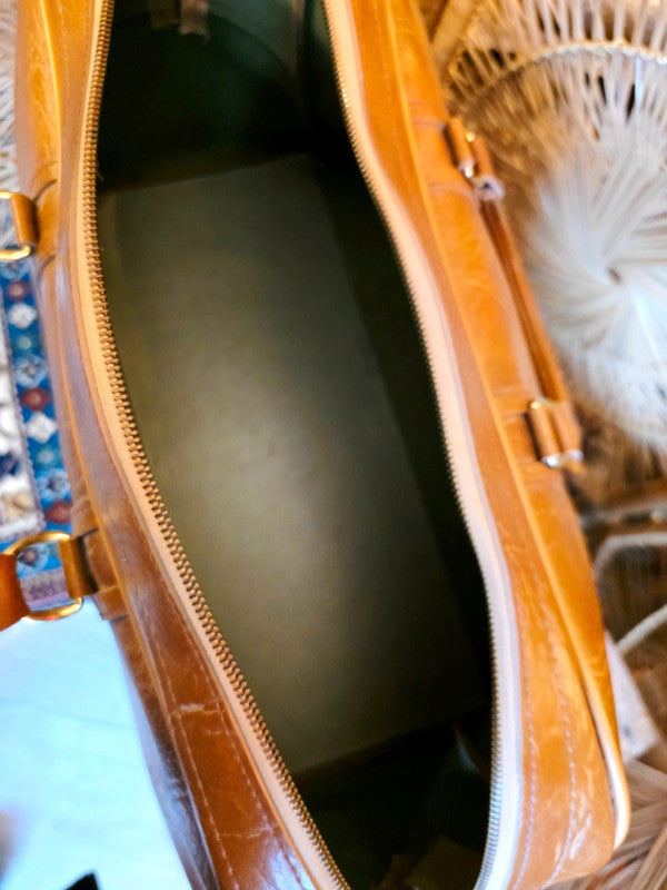 Vintage 70's Faux Leather Duffle Bag