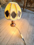 Vintage 70s Woven Boho Table Lamp -Tafellampen