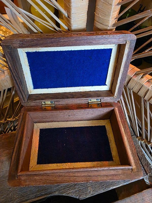 Vintage 70's Hand Carved Wooden Box