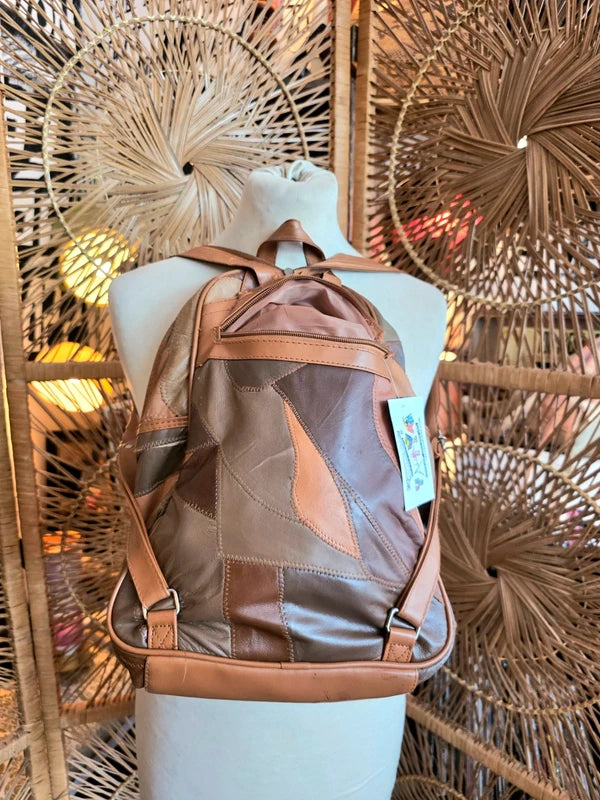 80s L.B Bags Leather Patchwork Backpack