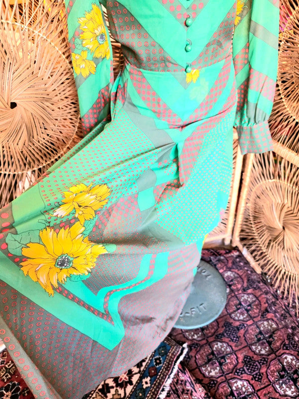 Vintage 70's Ein Fink Modell Maxi Dress