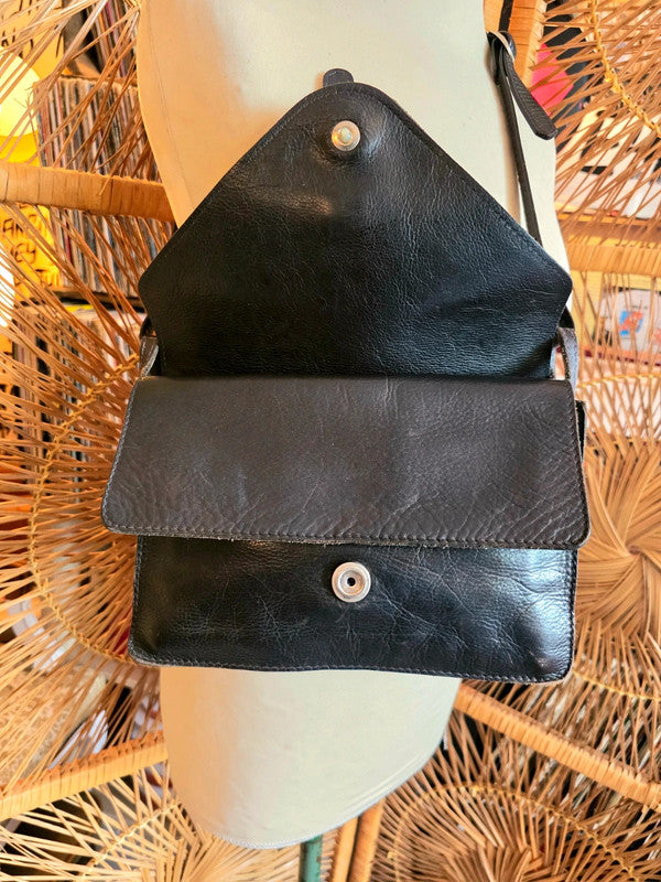 Vintage 80's Leather Envelope Shoulder Bag