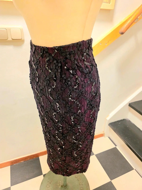 Vintage 1980´s Cathy Hardwick Sequins Fitted Skirt.