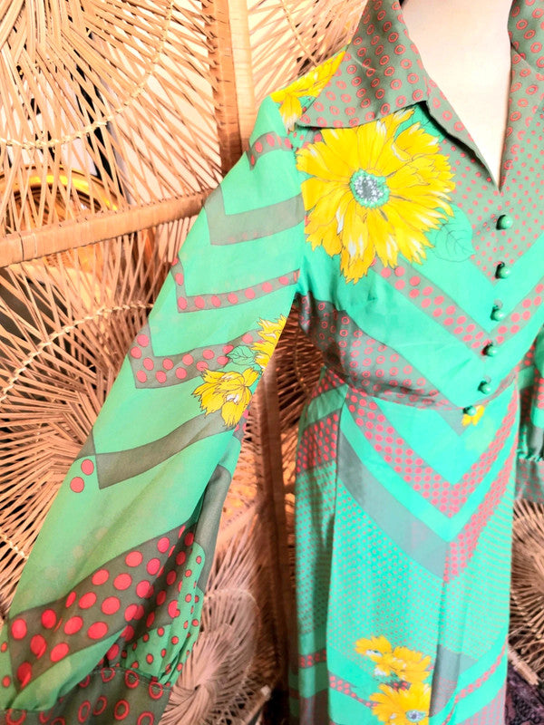 Vintage 70's Ein Fink Modell Maxi Dress