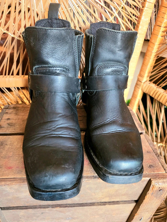 Harness Boots Vintage Biker Boots Herren Men's Black Harness 8R