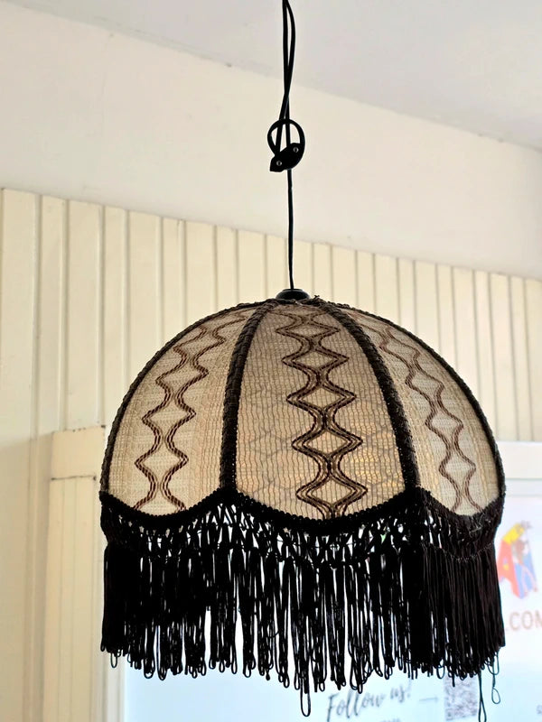 Vintage 70's Fringe Pendant Ceiling Lamp