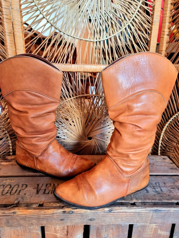 Vintage 80s Leather Boots - Made in Italy