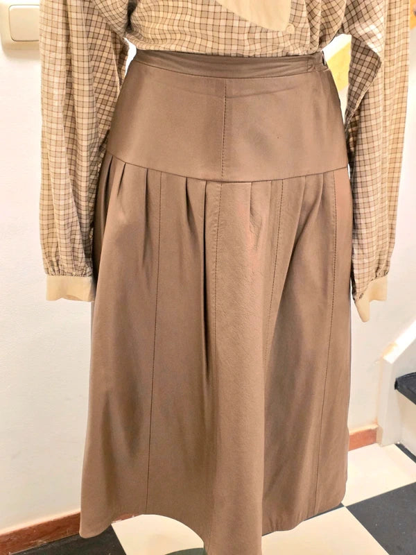 Vintage 1980's Leather Pleated Skirt