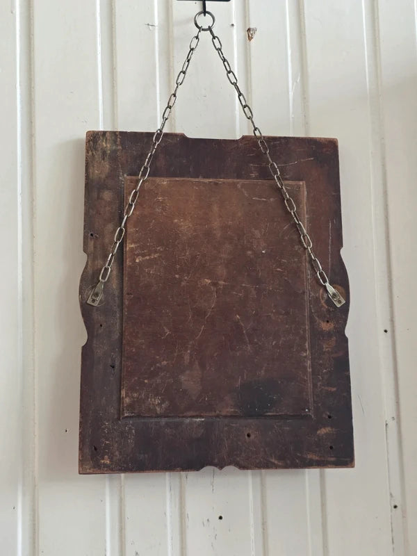 Antique Hand Carved Oak Framed Mirror