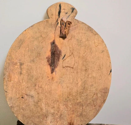 Vintage Hand-Carved West African "Moon Mask" – Wood & Brass