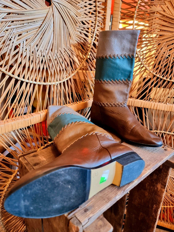 Vintage 80's Patchwork Leather Boots