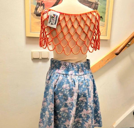 Vintage 1980's Floral Knee Length Skirt