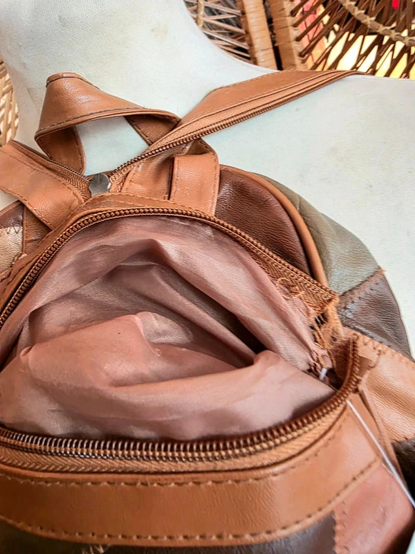 80s L.B Bags Leather Patchwork Backpack
