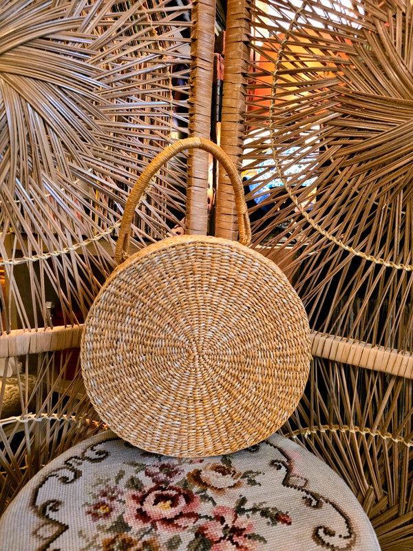 Vintage Round Rattan Hand Bag