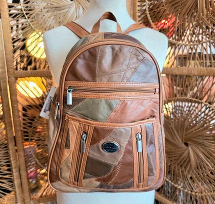 80s L.B Bags Leather Patchwork Backpack - Yatva