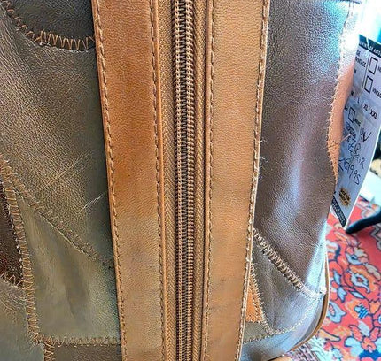 80s L.B Bags Leather Patchwork Backpack - Yatva