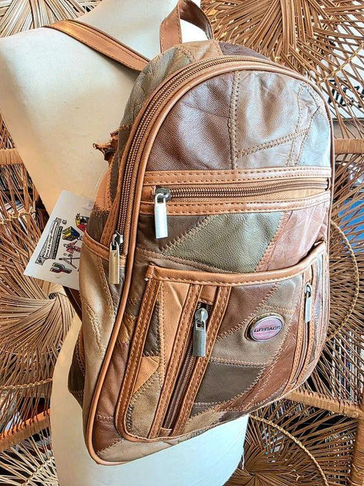 80s L.B Bags Leather Patchwork Backpack - Yatva