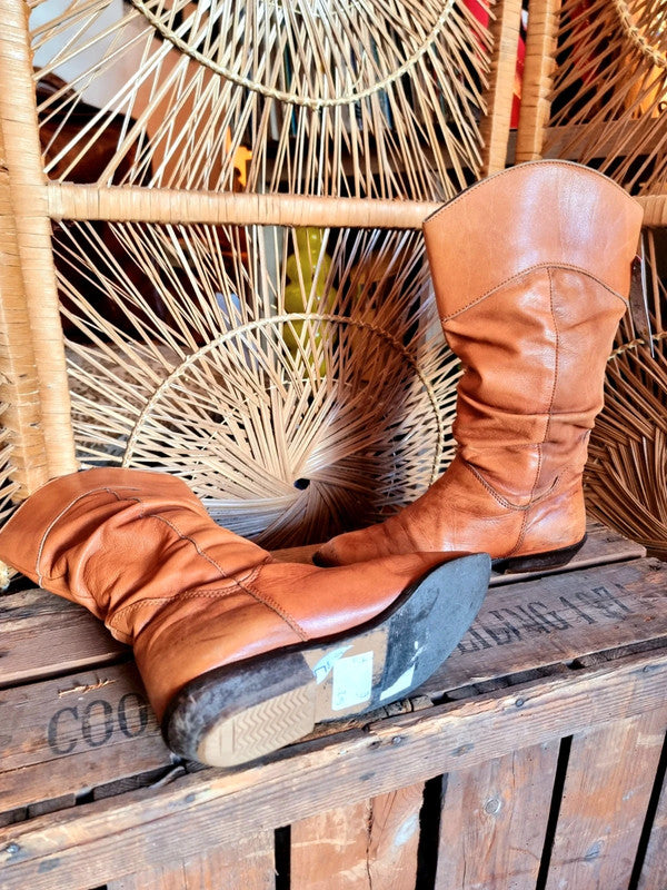 Vintage 80s Leather Boots - Made in Italy