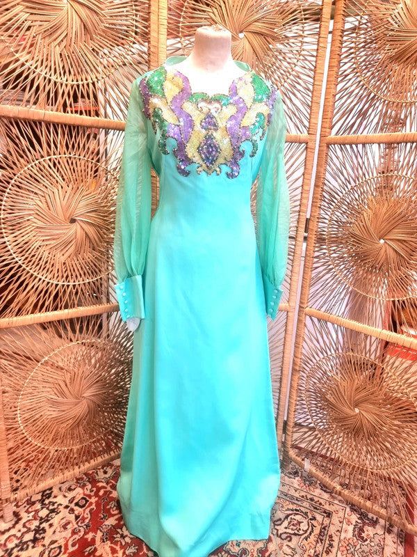 Vintage 60s/ 70s Sequin Maxi Dress