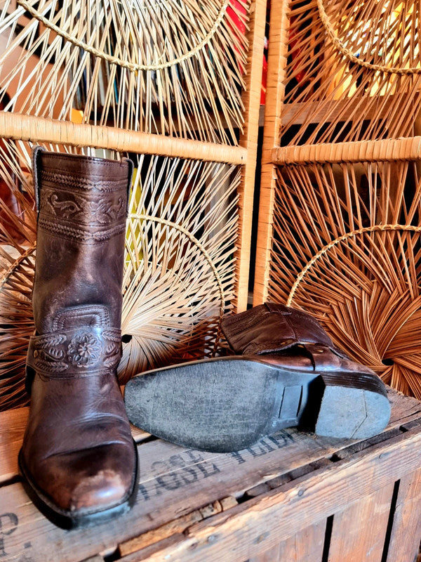 Vintage Leather Western Cowboy Boots