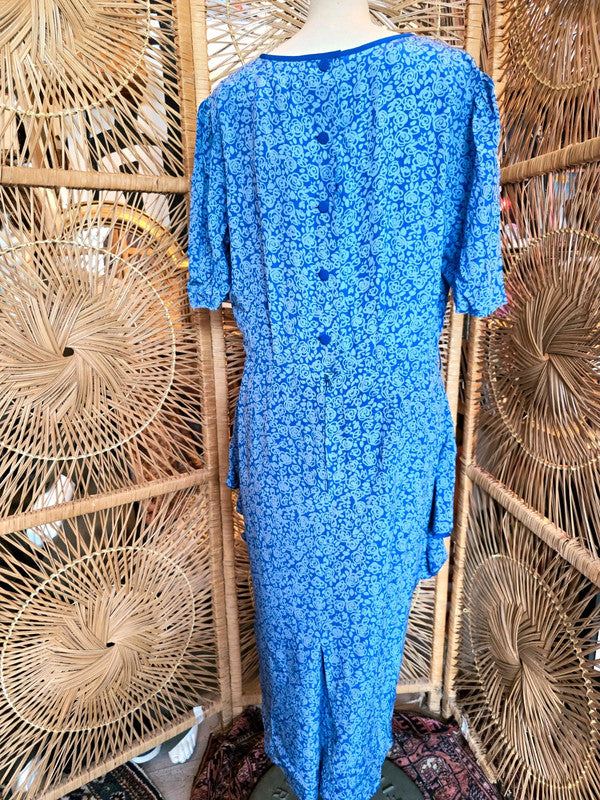 Vintage 80's Silk Peplum Dress