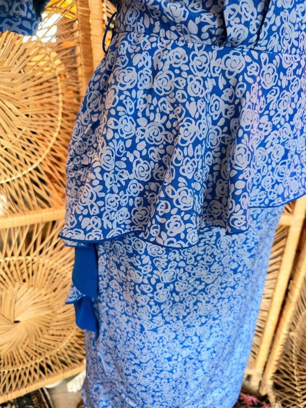 Vintage 80's Silk Peplum Dress