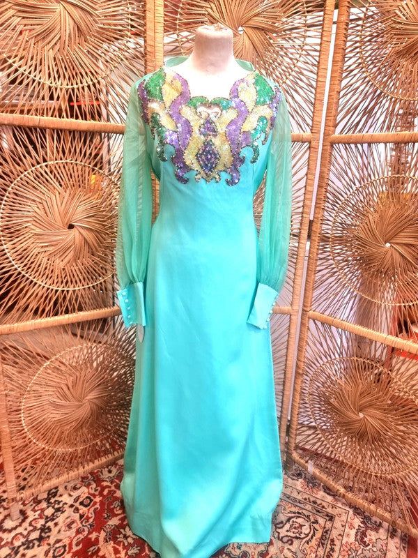 Vintage 60s/ 70s Sequin Maxi Dress