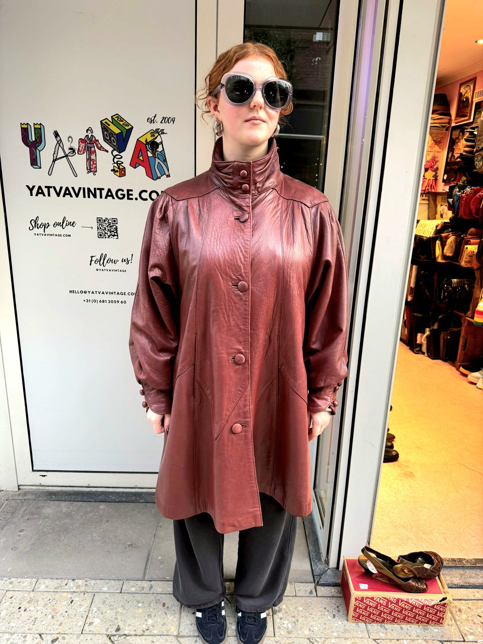 Vintage 1980's Swing Leather Coat
