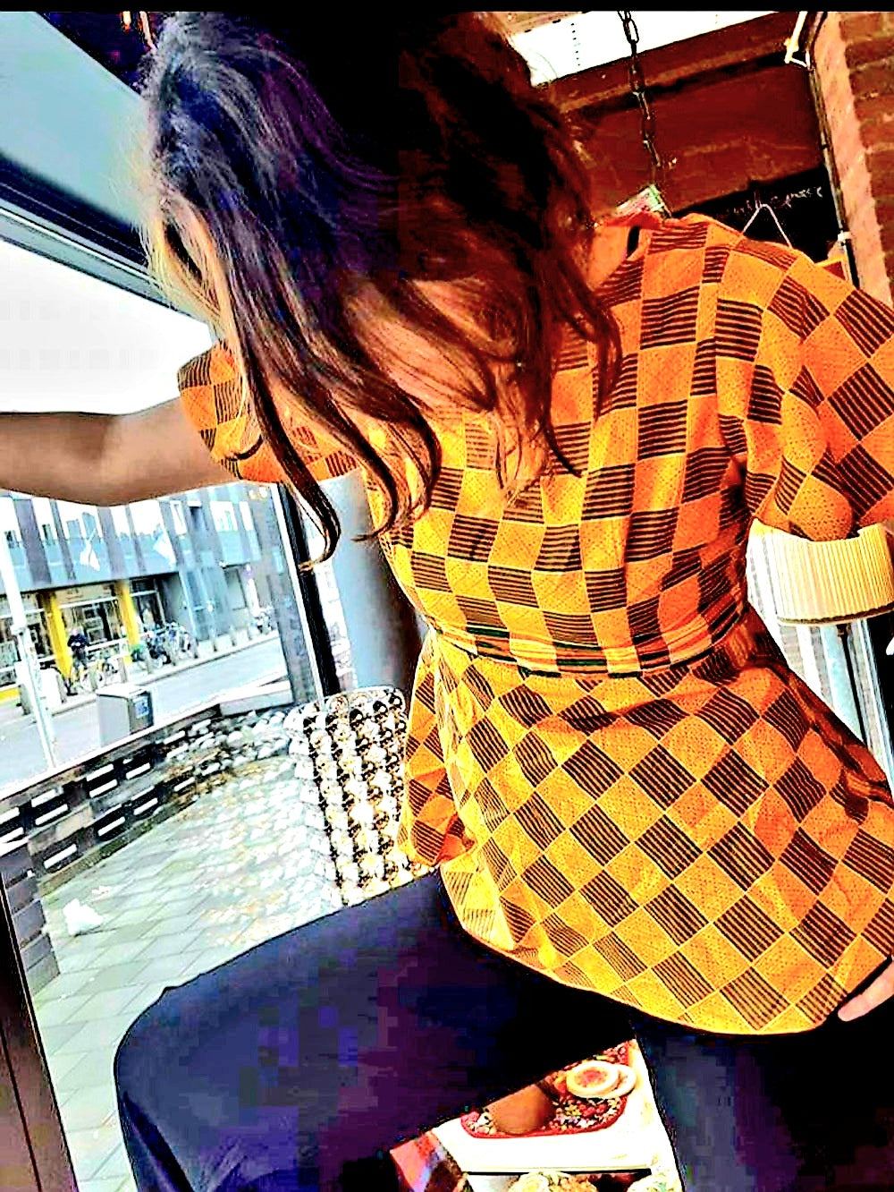 African Print peplum Top
