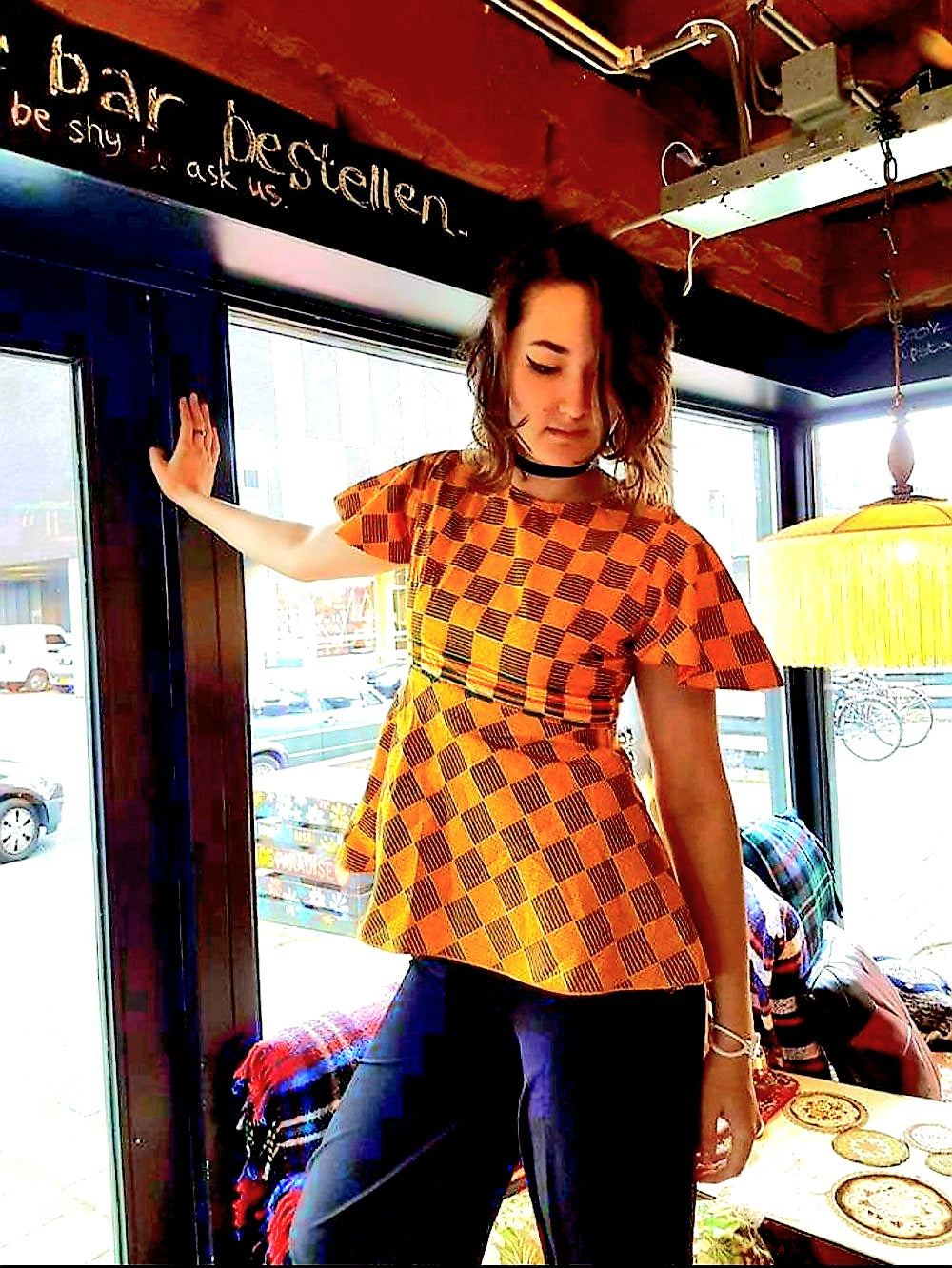 African Print peplum Top